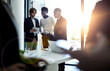 © ClearConcept/peopleimages.com - Presentation, meeting and group in boardroom, tablet and brainstorming for project, sales and lens flare. Discussion, talking and ideas for customer needs, people and app for analysis of competition