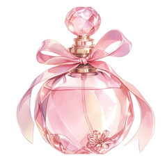 Wall Mural - PNG A perfume bottle tied with ribbon illustration cosmetics pink.