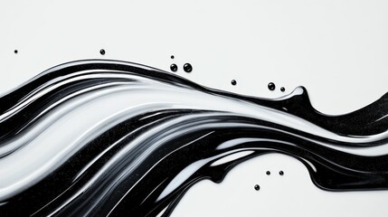 Poster - Flowing Black and White Fluid Abstract Background