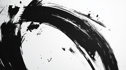 Poster - Abstract Black Brushstroke on White Background