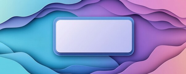 Wall Mural - Colorful abstract background with a blue rectangular label featuring rounded corners and artistic design elements