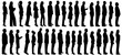 © Unknown Artist - people queue standing waiting in line silhouette vector collection on isolated white background