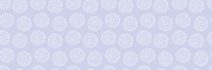 Wall Mural - purple floral vector banner, daisy seamless pattern, flower background design