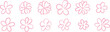 © Kati Moth - Cute pink flower line art shapes, ink doodle illustration set, flat clip art decorative spring collection, isolated