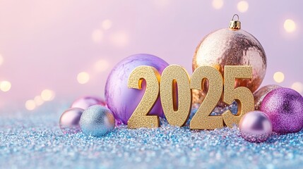 Wall Mural - 2025 New Year on light background.	
