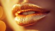 © ThuyTrang - Extreme close-up of lips painted in soft peach with a matte finish and a touch of shimmer, velvety texture highlighted by warm, soft lighting to enhance smoothness and subtle sparkle, high-definition,
