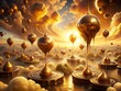 © Supittra - Surreal Chocolate Gold Fantasy: Luxurious Melting Chocolate, Golden Hues, Dreamlike Landscapes, and Whimsical Elements in a Delectable Scene of Fantasy and Indulgence
