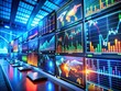 © Supittra - Surreal Close-Up of High-Tech Financial Monitoring with Dynamic Charts and Data Analysis on Multiple Screens in a Modern Workspace