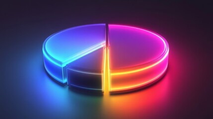 Fototapete - Colorful Neon Pie Chart Design
