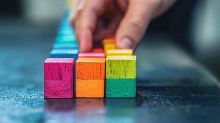 Poster - Enhance your business plan strategy development by utilizing colorful building blocks for effective planning and collaboration