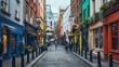 © Galib - A narrow street in Dublin, Ireland, lined with colorful buildings and shops.
