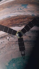 Wall Mural - Vertical Close Shot of the Space Probe Juno Passing by the Ice Giant of Jupiter