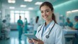 © AlgoVijo - Young Female Doctor Smiling Confidently in Hospital Environment.