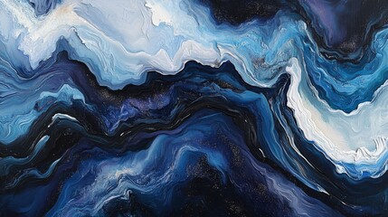 Aufkleber - Abstract Blue and White Fluid Art Pattern