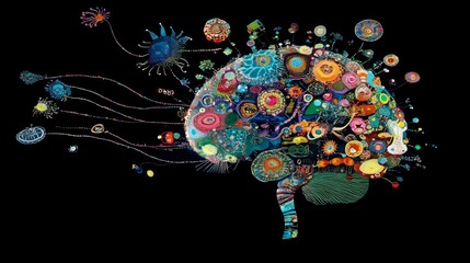 Poster - Colorful Representation of Brain and Ideas Flowing