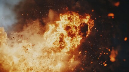 Fototapete - Intense Fire Explosion with Smoke and Ash