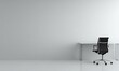 © ttonaorh - White empty wall mockup for office interior design with a white desk and black chair