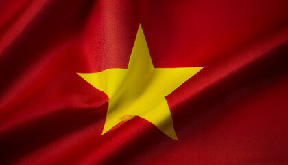 Wall Mural - Vietnam flag waving in the wind. Close up of Vietnam banner blowing, soft and smooth silk. Cloth fabric texture ensign background. Use it for national day and country occasions concept