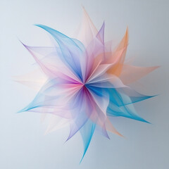 small elegant star made from thin, delicate lines in soft pastel colors, creating serene and artistic visual effect