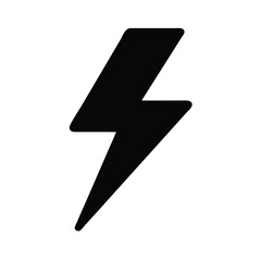 Wall Mural - black lightning bolt silhouette icon, simple black silhouette of a lightning bolt, representing powe
