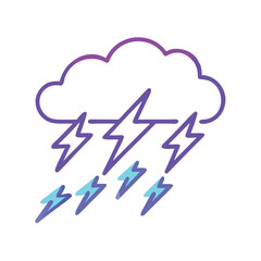 Wall Mural - gradient thunderstorm cloud icon with lightning, stylized gradient icon of a cloud with multiple lig