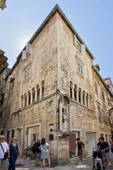 Wall Mural - Corner of an old house with a sculpture in Split, Croatia