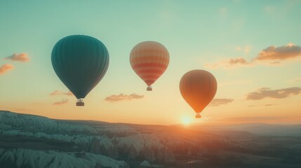  Colorful hot air balloons in the sky, representing leisure and scenic aerial transport