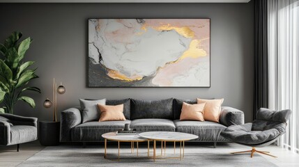 Sticker - Stylish abstract marble with pink gold accents for elegant appeal