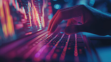 Typing away on the keyboard to navigate the stock market for effective investment solutions