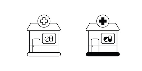 pharmacy set icon with white background vector stock illustration