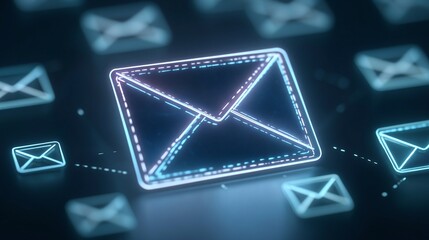 Glowing Email Icon with Digital Background