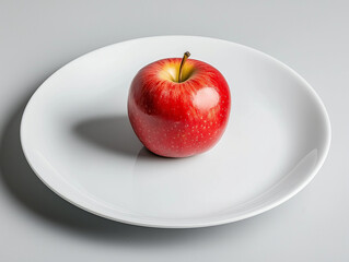 Single apple on a white plate