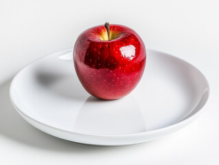 Single apple on a white plate