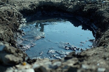 Wall Mural - A Small Pool of Water in a Dirt Pit