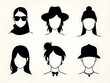 © Zarin - Silhouettes of women with head accessories such as scarves, earrings, and hats.