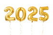 © MihaForPeace - Golden balloon 2025 new year celebration isolated on transparent background.