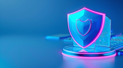 3D Cybersecurity Shield Icon for Digital Protection