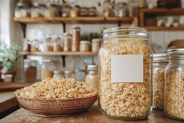 Wall Mural - A Bowl and Jars of Star-Shaped Pasta in a Kitchen Setting