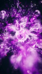 Wall Mural - purple flowing particles with explosive wave effect, 3d rendering.