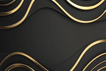 Wall Mural - elegant black background with flowing gold lines creating a sophisticated design.