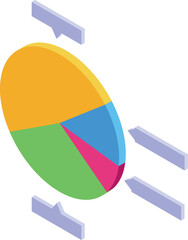 Canvas Print - Isometric pie chart visualizing data and market share, providing a clear overview of information distribution