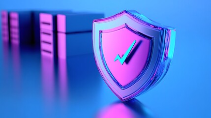 Wall Mural - 3D Icon Shield for Cybersecurity Protection