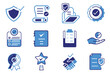 © CzakaU - Verified checkmark guarantee icon set. Vector illustration of trust, warranty, agreement, badge,  confirms, approval mark. Certified award for successful business. Badge warranty for web and app