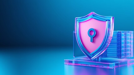 Wall Mural - Vibrant Cyber Security Shield Concept Design