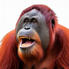 orang utan ape is smiling and laughing