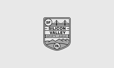 Silicon Valley sports league logo with bridge and mountains