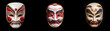 © YiuCheung - Three theatrical masks with intricate designs are isolated against a black background.