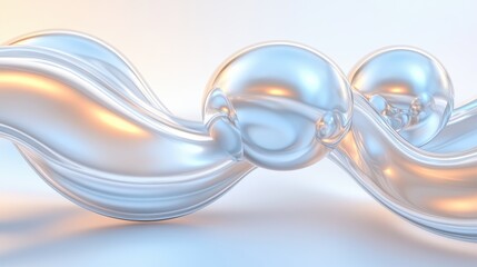 Wall Mural - the image is a close up of a long, curvy line of shiny, clear spheres