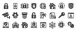 © Abbasy  Kautsar - Security glyph solid icons collection. Containing protection, safety, cyber security, guard. Minimal icon and symbol series vector illustration