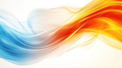 Wall Mural - abstract blue and orange waves on a white background.